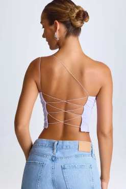 Oh Polly Co-Ords | Tops^One-Shoulder Lace-Up Top in Soft Lilac SoftLilac