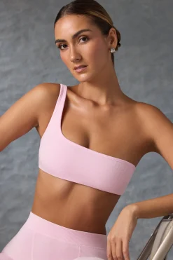 Oh Polly Matching Sets | Sports Bras^One-Shoulder Sports Bra in Washed Ice Pink WashedIcePink