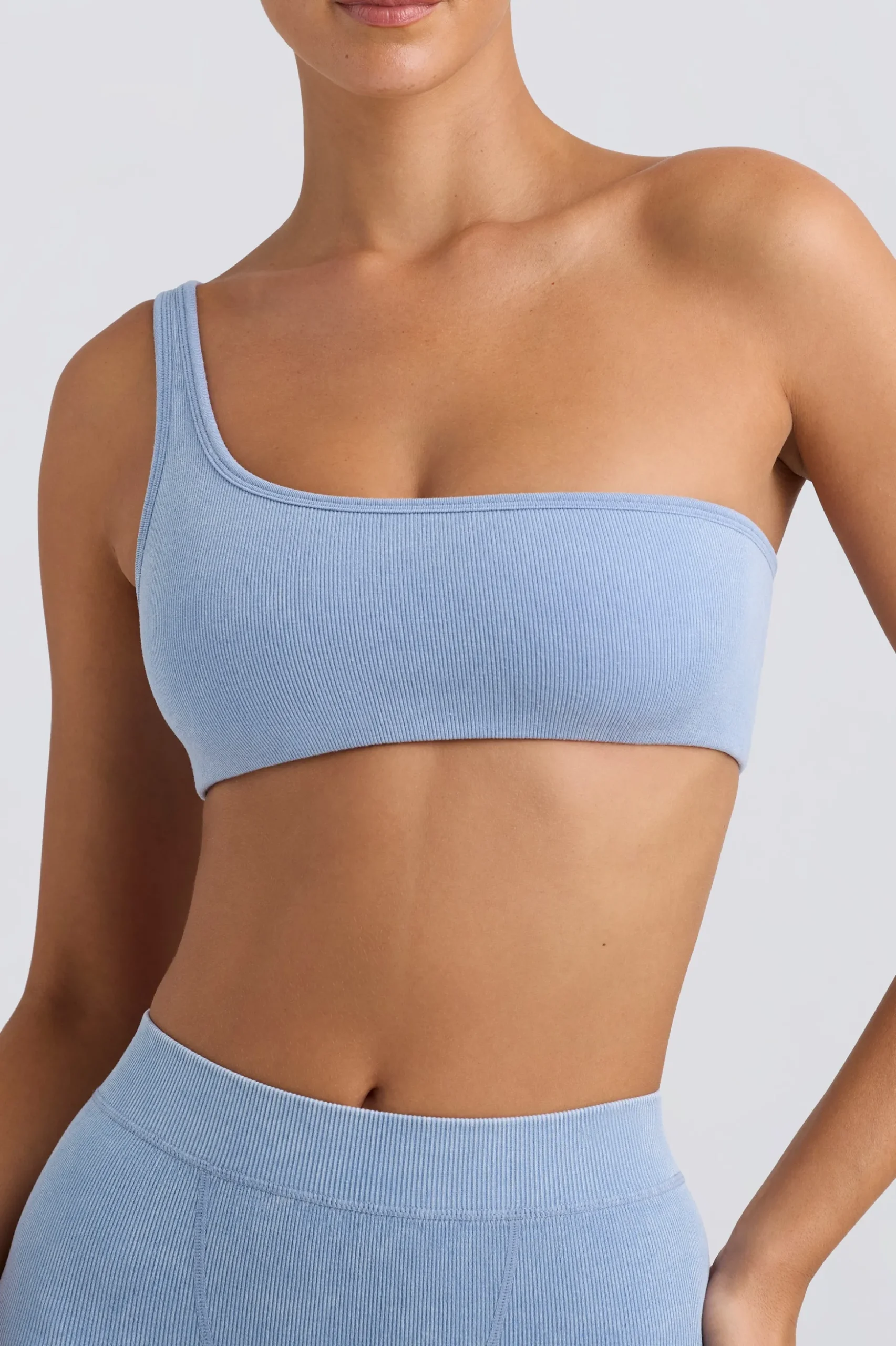 Oh Polly Matching Sets | Sports Bras^One-Shoulder Sports Bra in Washed Blue WashedBlue