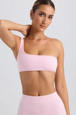 Oh Polly Matching Sets | Sports Bras^One-Shoulder Sports Bra in Washed Ice Pink WashedIcePink
