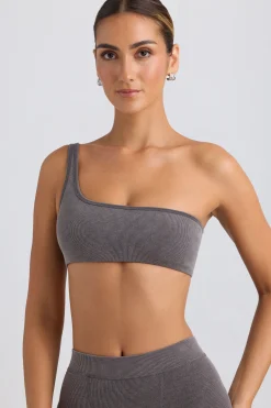Oh Polly Matching Sets | Sports Bras^One-Shoulder Sports Bra in Washed Charcoal WashedCharcoal