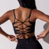 Oh Polly Matching Sets^Open Back Square Neck Sports Bra in Black