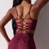 Oh Polly Matching Sets^Open Back Square Neck Sports Bra in Plum