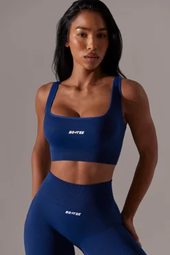 Oh Polly Matching Sets^Open Back Square Neck Sports Bra in Navy