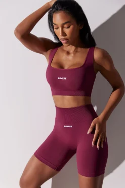 Oh Polly Matching Sets^Open Back Square Neck Sports Bra in Plum