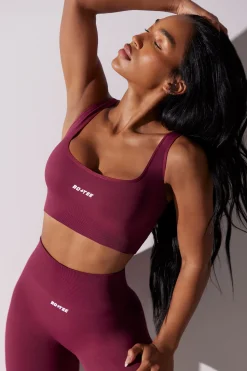 Oh Polly Matching Sets^Open Back Square Neck Sports Bra in Plum