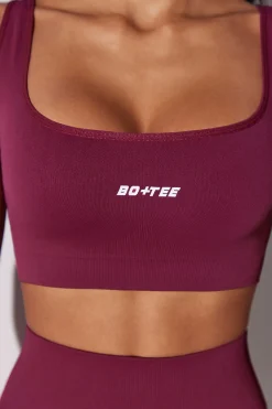 Oh Polly Matching Sets^Open Back Square Neck Sports Bra in Plum