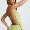 Oh Polly Co-Ords | Tops^Open-Back Asymmetric Halterneck Top in Olive Green OliveGreen