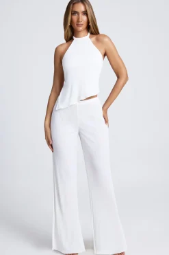 Oh Polly Co-Ords | Tops^Open-Back Asymmetric Halterneck Top in White