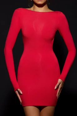 Oh Polly Elevated Essentials^Open-Back Bodycon Mini Dress in Cherry Red CherryRed