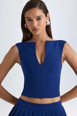 Oh Polly Co-Ords | Tops^Open-Front Crop Top in True Navy TrueNavy