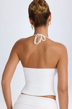 Oh Polly Co-Ords | Tops^Open-Front Halterneck Top in White