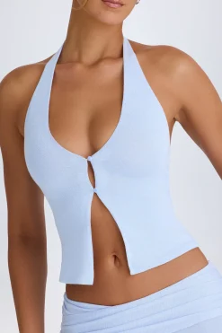 Oh Polly Co-Ords | Tops^Open-Front Halterneck Top in Periwinkle Blue PeriwinkleBlue