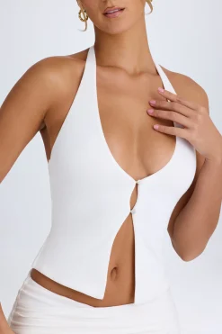 Oh Polly Co-Ords | Tops^Open-Front Halterneck Top in White
