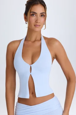 Oh Polly Co-Ords | Tops^Open-Front Halterneck Top in Periwinkle Blue PeriwinkleBlue
