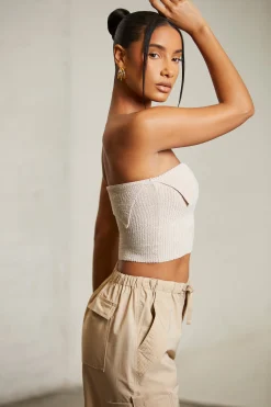 Oh Polly Women'S Clothing Sale - $65 And Under | Women'S Clothing Sale - $40 And Under^Overlap Bandeau Crop Top in Beige