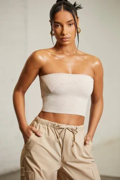 Oh Polly Women'S Clothing Sale - $65 And Under | Women'S Clothing Sale - $40 And Under^Overlap Bandeau Crop Top in Beige