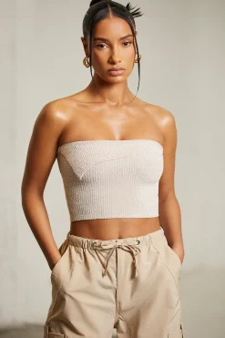 Oh Polly Women'S Clothing Sale - $65 And Under | Women'S Clothing Sale - $40 And Under^Overlap Bandeau Crop Top in Beige