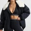 Oh Polly Coats^Oversized Bomber Jacket in Black