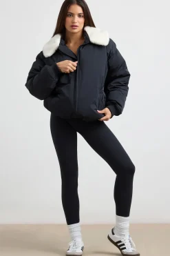 Oh Polly Coats^Oversized Bomber Jacket in Black