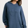 Oh Polly Knitwear | Sweatshirts^Oversized Chunky Knit Hoodie in Washed Navy WashedNavy