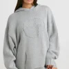 Oh Polly Knitwear | Sweatshirts^Oversized Chunky Knit Hoodie in Heather Grey HeatherGrey