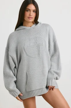 Oh Polly Knitwear | Sweatshirts^Oversized Chunky Knit Hoodie in Heather Grey HeatherGrey