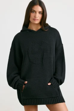 Oh Polly Knitwear | Sweatshirts^Oversized Chunky Knit Hoodie in Black