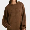 Oh Polly Knitwear | Sweatshirts^Oversized Chunky Knit Hoodie in Espresso