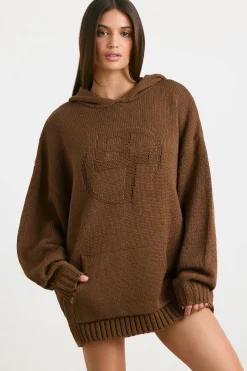 Oh Polly Knitwear | Sweatshirts^Oversized Chunky Knit Hoodie in Espresso