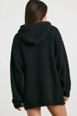 Oh Polly Knitwear | Sweatshirts^Oversized Chunky Knit Hoodie in Black