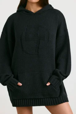 Oh Polly Knitwear | Sweatshirts^Oversized Chunky Knit Hoodie in Black