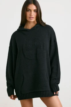 Oh Polly Knitwear | Sweatshirts^Oversized Chunky Knit Hoodie in Black