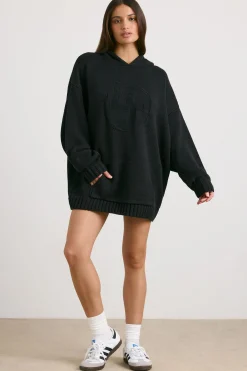 Oh Polly Knitwear | Sweatshirts^Oversized Chunky Knit Hoodie in Black