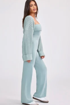 Oh Polly Knitwear^Oversized Chunky Knit Shrug in Dusty Teal DustyTeal