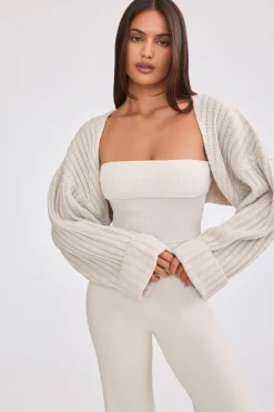 Oh Polly Knitwear^Oversized Chunky Knit Shrug in Cream
