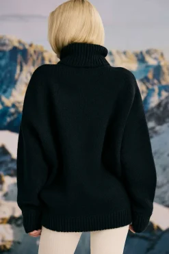 Oh Polly Knitwear | Tracksuits^Oversized Chunky-Knit Turtleneck Jumper in Black