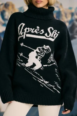 Oh Polly Knitwear | Tracksuits^Oversized Chunky-Knit Turtleneck Jumper in Black