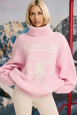 Oh Polly Knitwear | Tracksuits^Oversized Chunky-Knit Turtleneck Jumper in Pastel Pink PastelPink