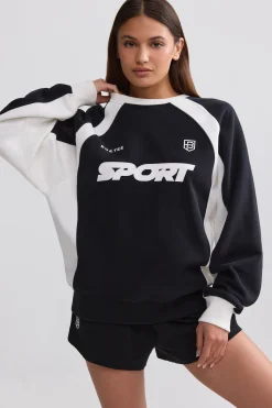 Oh Polly Sweatshirts | Matching Sets^Oversized Colourblock Sweatshirt in Black