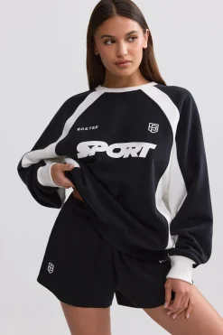 Oh Polly Sweatshirts | Matching Sets^Oversized Colourblock Sweatshirt in Black