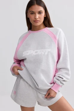 Oh Polly Sweatshirts | Matching Sets^Oversized Colourblock Sweatshirt in Grey Marl GreyMarl