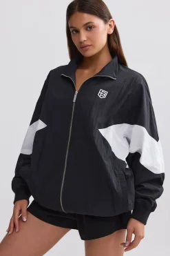 Oh Polly Tracksuits | Matching Sets^Oversized Colourblock Track Jacket in Black