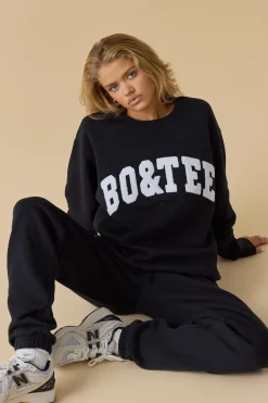 Oh Polly Tracksuits | Sweatshirts^Oversized Crew Neck Sweatshirt in Black