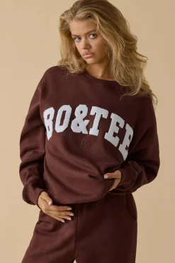Oh Polly Tracksuits | Sweatshirts^Oversized Crew Neck Sweatshirt in Mahogany