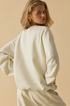 Oh Polly Tracksuits | Sweatshirts^Oversized Crew Neck Sweatshirt in Bone