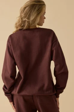 Oh Polly Tracksuits | Sweatshirts^Oversized Crew Neck Sweatshirt in Mahogany