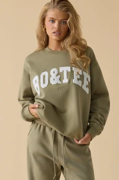 Oh Polly Tracksuits | Sweatshirts^Oversized Crew Neck Sweatshirt in Soft Olive SoftOlive
