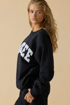 Oh Polly Tracksuits | Sweatshirts^Oversized Crew Neck Sweatshirt in Black