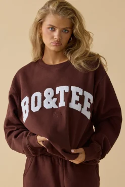 Oh Polly Tracksuits | Sweatshirts^Oversized Crew Neck Sweatshirt in Mahogany